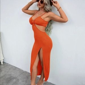 Orange spaghetti dress